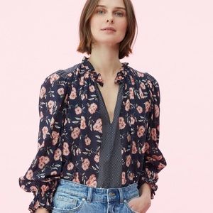 REBECCA TAYLOR LA VIE ADELLE SCARF PRINT TOP LARGE